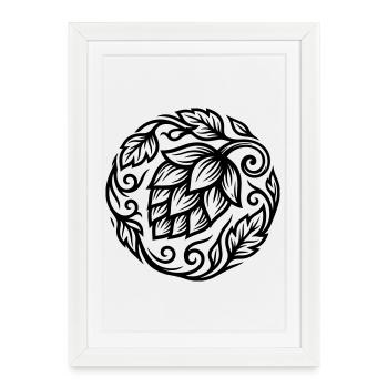 Brasserie Hops Symbol - Affiche encadrée (27 × 37 cm) - blanc - Devant