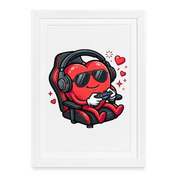 Une Saint-Valentin amusante pour les gamer boys - Affiche encadrée (27 × 37 cm) - blanc - Devant
