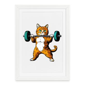 Cat Fitness - Framed poster (27 × 37 cm) - white - Front