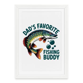 Pêcher avec papa - Affiche encadrée (27 × 37 cm) - blanc - Devant