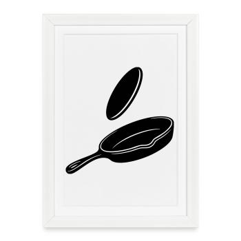 Silhouette de la poêle à bascule Pancake - Affiche encadrée (27 × 37 cm) - blanc - Devant