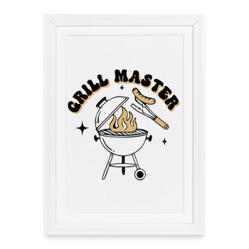 Funny Grill Master BBQ Dad - Framed poster (27 × 37 cm) - white - Front