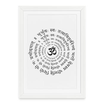 Gayatri Mantra Om Symbole Yoga Méditation Zen - Affiche encadrée (27 × 37 cm) - blanc - Devant