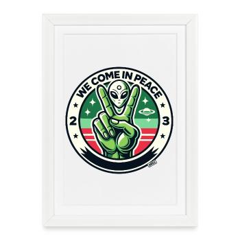 Alien Peace Badge - Framed poster (27 × 37 cm) - white - Front