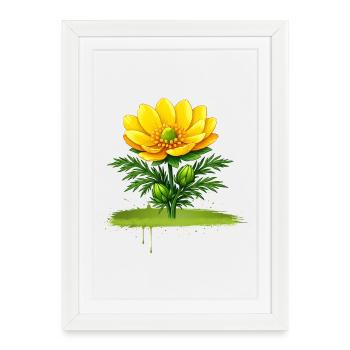Yellow Flower Nature Brush Stroke Design - Framed poster (27 × 37 cm) - white - Front