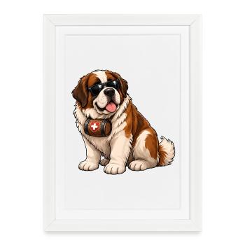 Saint-bernard - Affiche encadrée (27 × 37 cm) - blanc - Devant