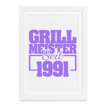 Couverts de gril 1991 - Affiche encadrée (27 × 37 cm) - blanc - Devant