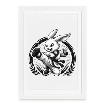 Karate Bunny Dojo Martial Arts Fun Design - Framed poster (27 × 37 cm) - white - Front