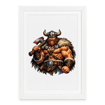 Viking warrior with axe - Framed poster (27 × 37 cm) - white - Front