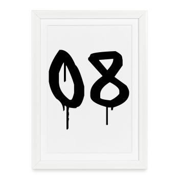 Nombre 08 Style Graffiti Urbain - Affiche encadrée (27 × 37 cm) - blanc - Devant