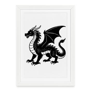dragon - Framed poster (27 × 37 cm) - white - Front