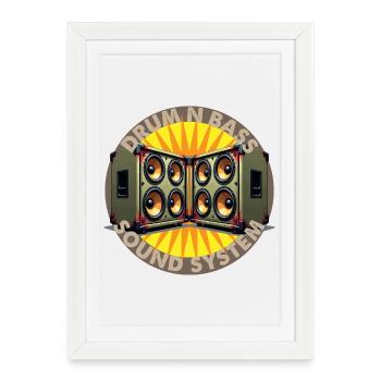 Drum And Bass Sound System Logo - Framed poster (27 × 37 cm) - white - Front
