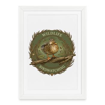 Emblème de la faune d’observation des oiseaux - Affiche encadrée (27 × 37 cm) - blanc - Devant