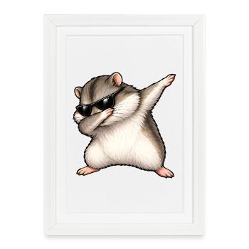 Dabbing Dschungarian Dwarf Hamster - Framed poster (27 × 37 cm) - white - Front