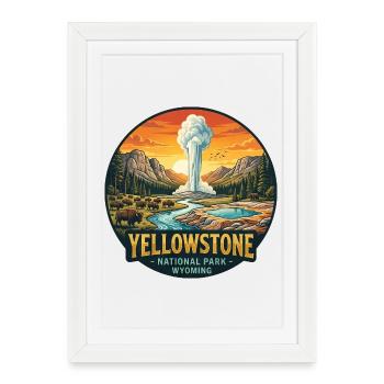 Yellowstone National Park Wilderness Geyser Mountains - Framed poster (27 × 37 cm) - white - Front