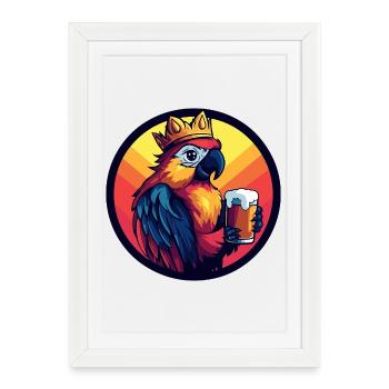 Parrot Beer Funny - Framed poster (27 × 37 cm) - white - Front