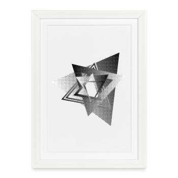 Demi-ton géométrique en étoile - Affiche encadrée (27 × 37 cm) - blanc - Devant