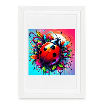 coccinelle - Affiche encadrée (27 × 37 cm) - blanc - Devant