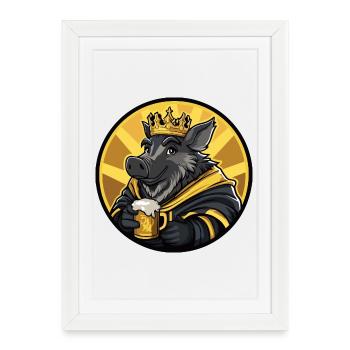 Pork Beer Funny Wild Boar - Framed poster (27 × 37 cm) - white - Front