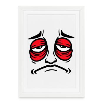 Mürrisches Trauriges Enttäuschtes Gesicht Lustig - Gerahmtes Poster (27 × 37 cm) - Weiß - Vorne