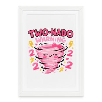 Avertissement à deux nado : 2e anniversaire design - Affiche encadrée (27 × 37 cm) - blanc - Devant