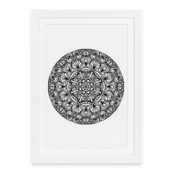 Mandala Art nouveau en noir et blanc - Affiche encadrée (27 × 37 cm) - blanc - Devant