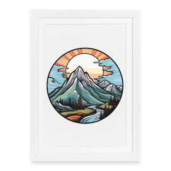 Paysage montagneux - Affiche encadrée (27 × 37 cm) - blanc - Devant