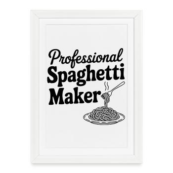 Préparateur de spaghettis professionnel - Affiche encadrée (27 × 37 cm) - blanc - Devant