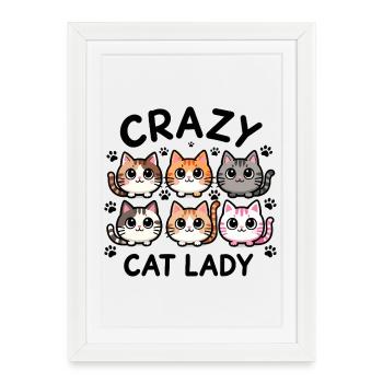 Crazy Cat Lady Cat Gang - Framed poster (27 × 37 cm) - white - Front