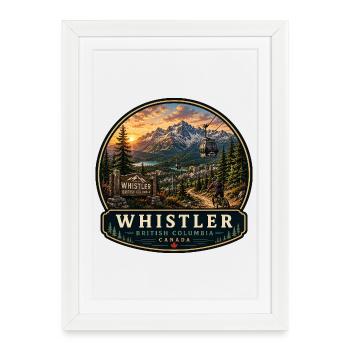 Télécabine de vacances de Whistler Mountain Biking Canada - Affiche encadrée (27 × 37 cm) - blanc - Devant