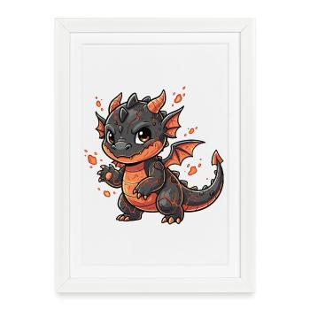 Lava Dragon Cuddly Hero - Framed poster (27 × 37 cm) - white - Front