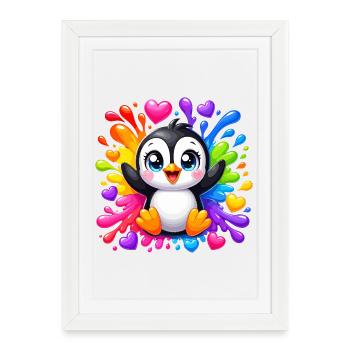 Éclaboussure de cœurs couleur de pingouin - Affiche encadrée (27 × 37 cm) - blanc - Devant