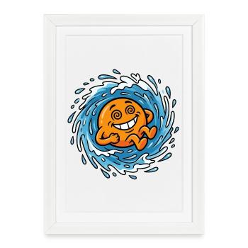Vacances à la piscine à l’ambiance orange Orange Summer Vacation Ladies - Affiche encadrée (27 × 37 cm) - blanc - Devant