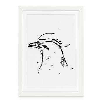 Crow ink sketch black outline - Framed poster (27 × 37 cm) - white - Front