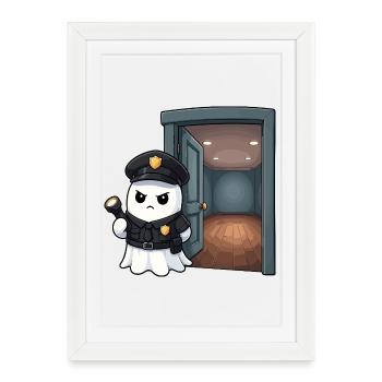 Policier fantôme à la recherche d’indices - Affiche encadrée (27 × 37 cm) - blanc - Devant