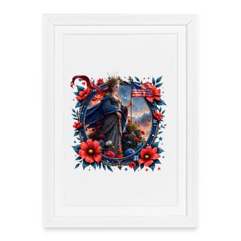 Reine Patriotique Florale - Affiche encadrée (27 × 37 cm) - blanc - Devant