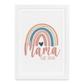 Mom 2026 Mom Baby Best Mom Mother's Day Rainbow - Framed poster (27 × 37 cm) - white - Front