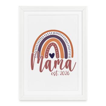 Mom 2026 Mom Baby Best Mom Mother's Day Rainbow - Framed poster (27 × 37 cm) - white - Front