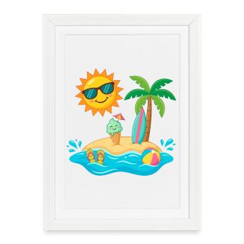 Sun, island, beach, holiday, enjoy fun by the sea - Framed poster (27 × 37 cm) - white - Front