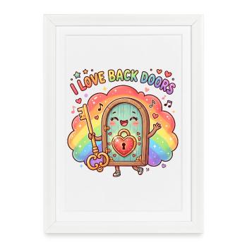 I Love Backdoors Rainbow Funny Men On - Framed poster (27 × 37 cm) - white - Front