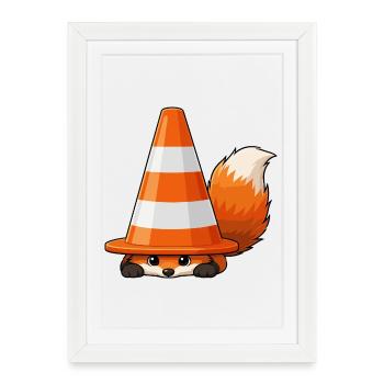 Renard sous cône - Affiche encadrée (27 × 37 cm) - blanc - Devant