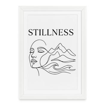 Art au trait minimaliste Stillness - Affiche encadrée (27 × 37 cm) - blanc - Devant