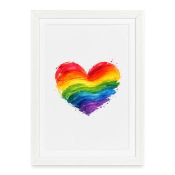 Colorful Rainbow Heart | Pride Acrylic Art - Framed poster (27 × 37 cm) - white - Front