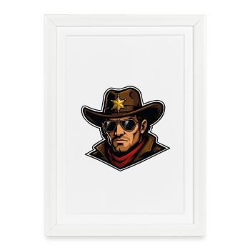 Dessin animé Shérif Vedette Cowboy - Affiche encadrée (27 × 37 cm) - blanc - Devant