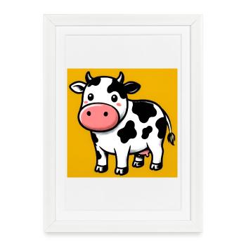 vache - Affiche encadrée (27 × 37 cm) - blanc - Devant