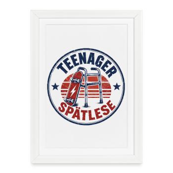 Badge de patinage de la récolte tardive pour adolescents - Affiche encadrée (27 × 37 cm) - blanc - Devant