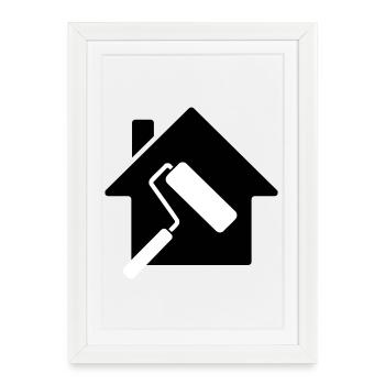 Motif de rouleau à peinture de la maison de peintre - Affiche encadrée (27 × 37 cm) - blanc - Devant