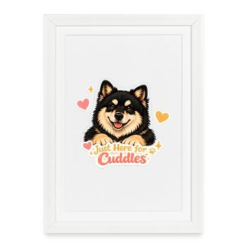Lapphund finlandais – Juste là pour les câlins - Affiche encadrée (27 × 37 cm) - blanc - Devant