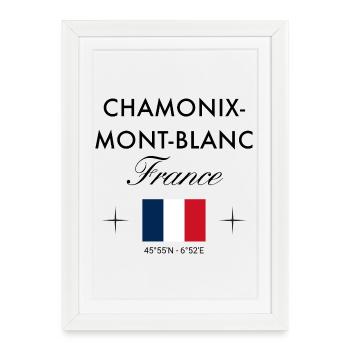 Chamonix Mont Blanc Frankreich Koordinaten Reise - Gerahmtes Poster (27 × 37 cm) - Weiß - Vorne