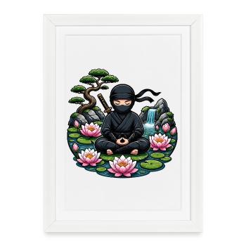 Ninja Meditation at Lake Lotus - Framed poster (27 × 37 cm) - white - Front